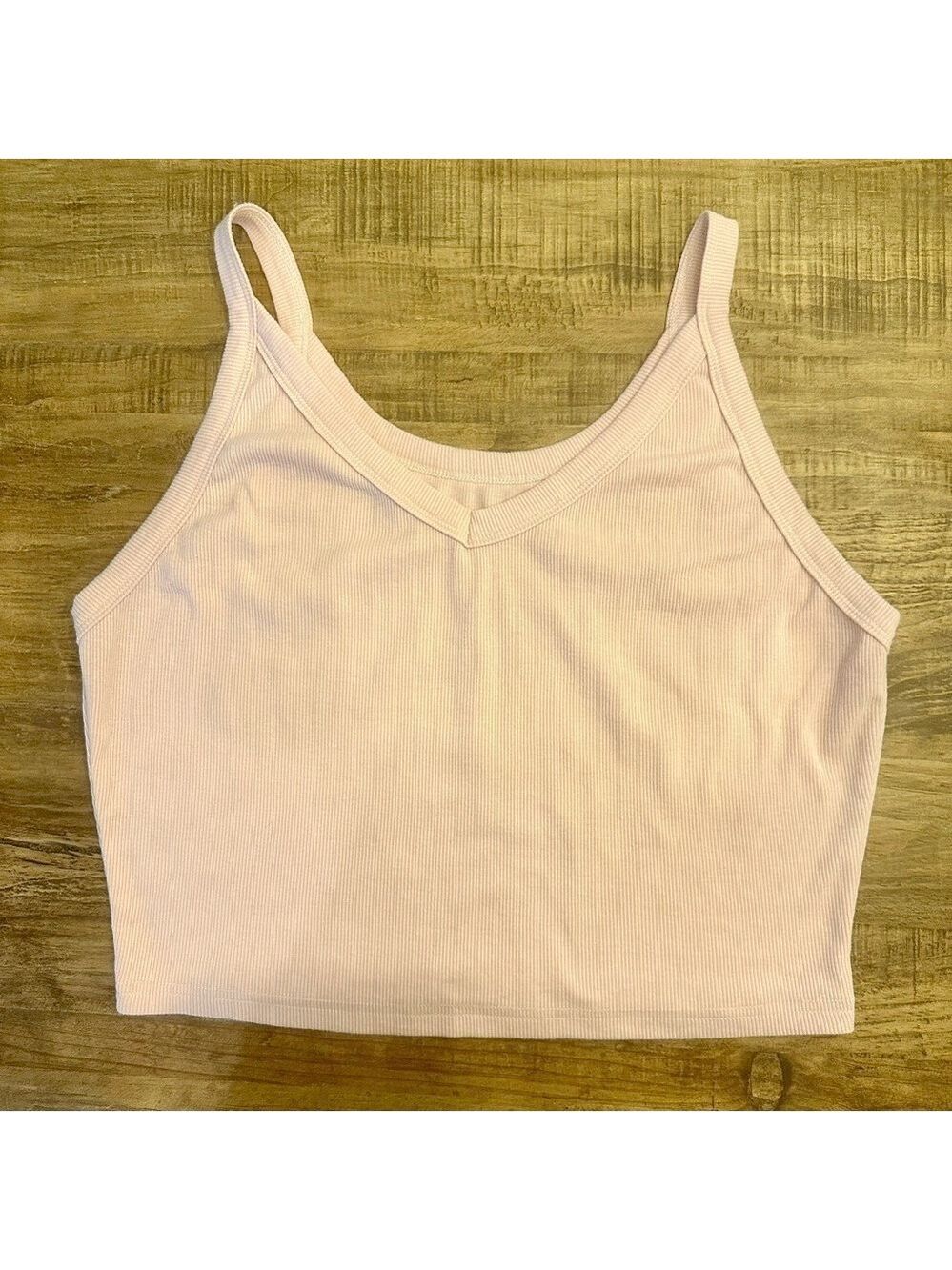 Ribbed cotton pink Bralette or tank Size (estimate) 2XL gently pre owned shape